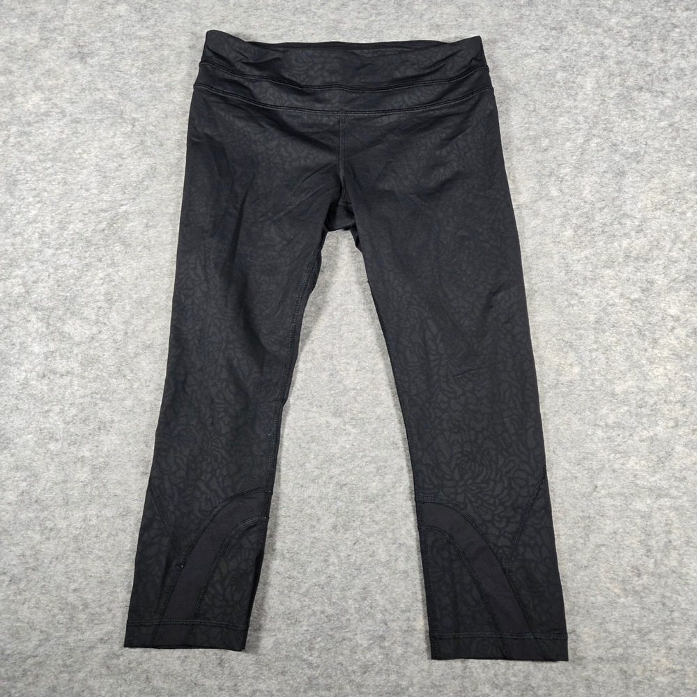 Lululemon Womens Black Floral Jacquard Crop Legging Size 8